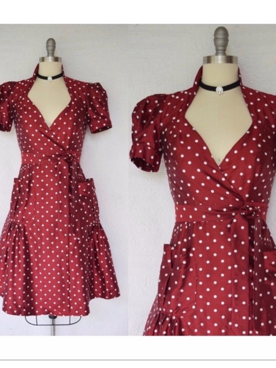 Diane Von Furstenberg Dresses & Skirts - Diane Von Furstenberg Red Polka Dot Wrap Midi Dress